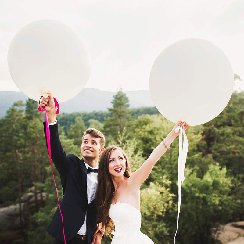 BESSEEK Giant Balloons 36 Inch Large balloon Latex White Balloon (Premium Helium Quality), for Birthdays Wedding Party Festivals Photo Shoot New Year Christmas Event Decorations, 6 PCS - Image 3